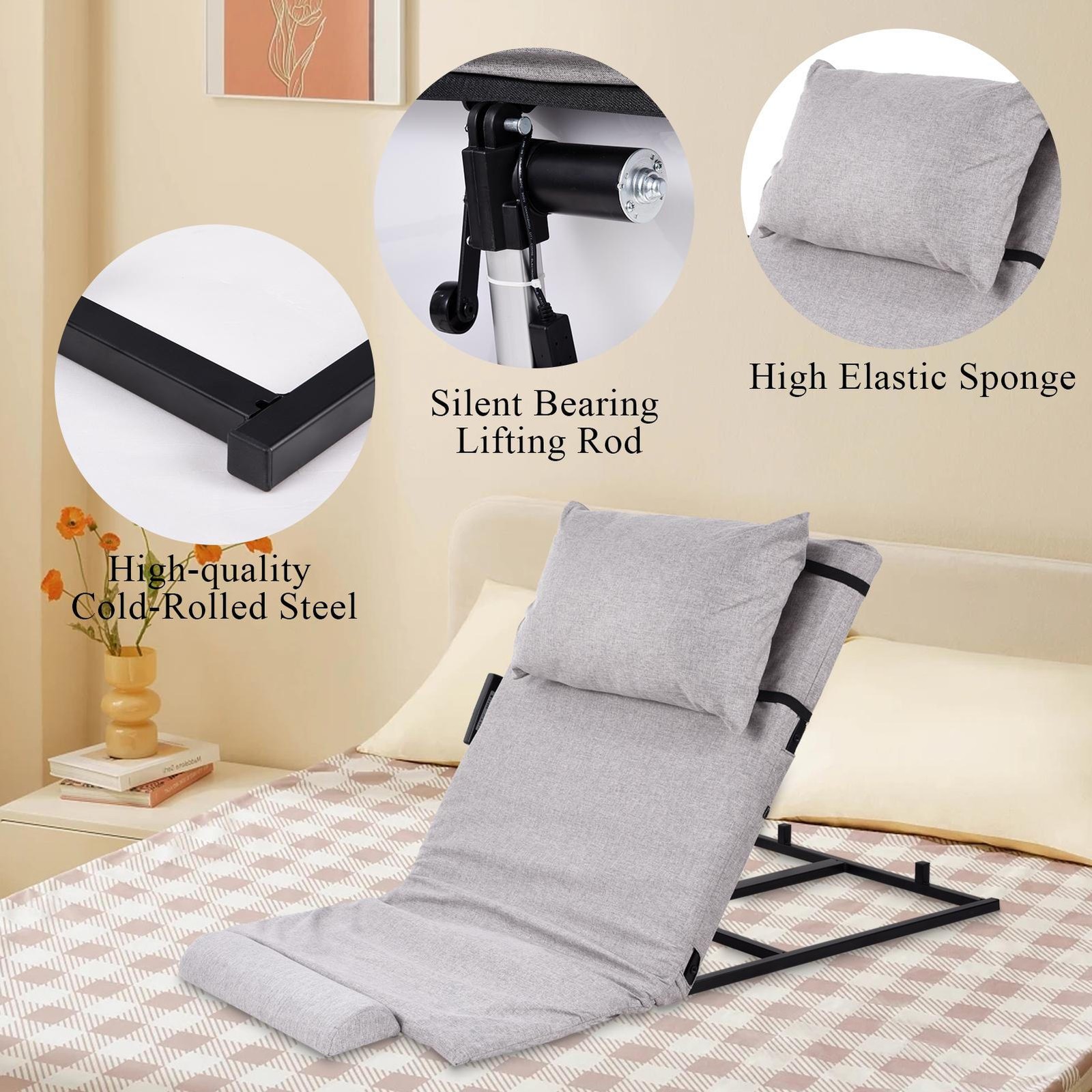 Electric Lifting Bed Backrest 2-80° Adjustable Back Rest Support Brand New