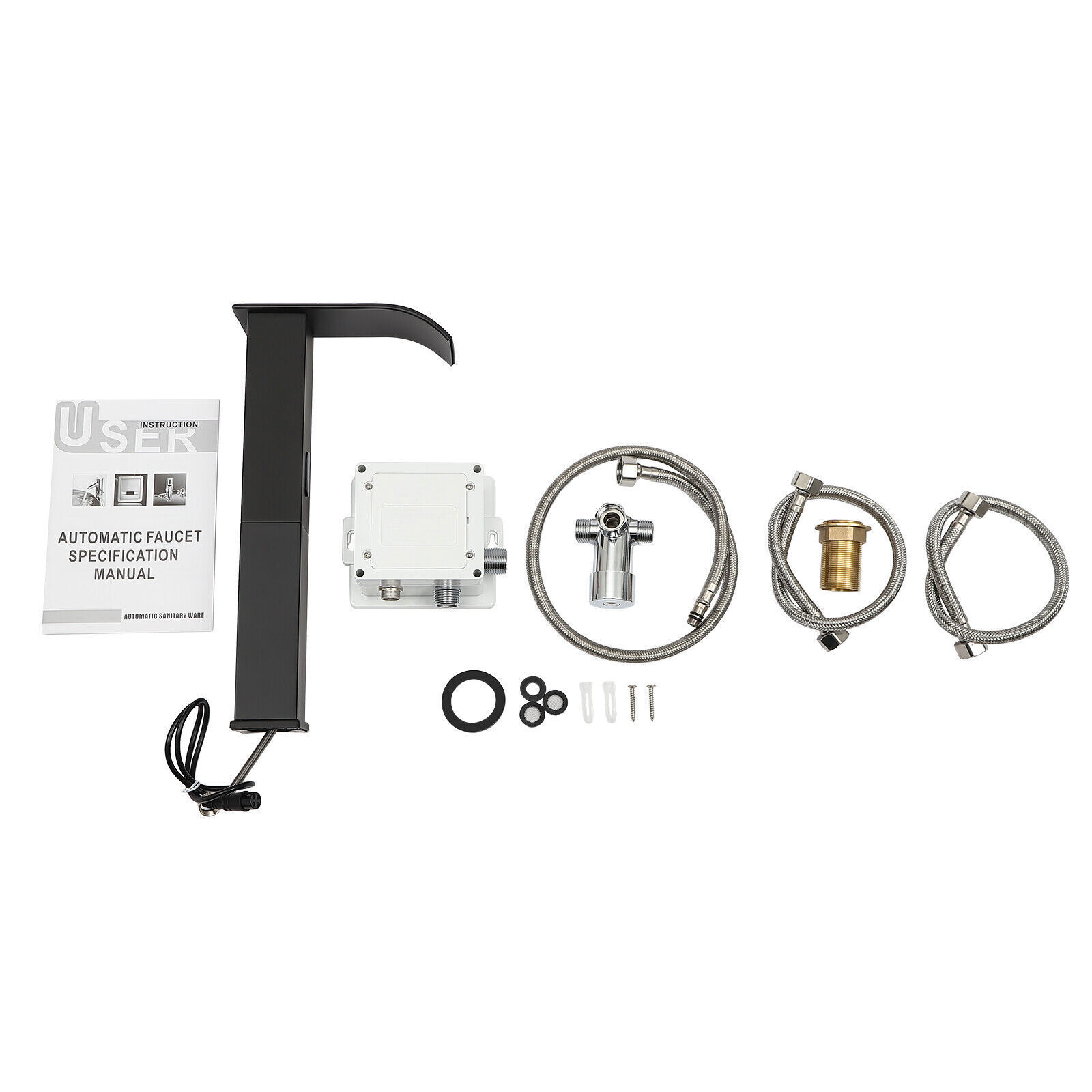 Modern Kitchen Automatic Sensor Faucet Black With Temperature-regulating Valve