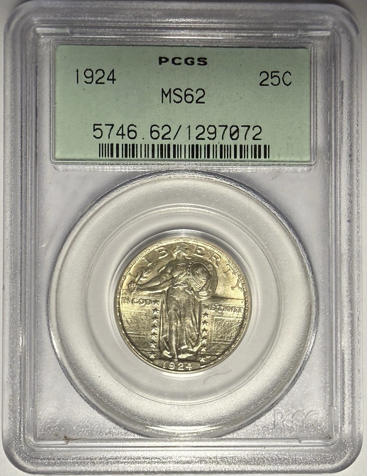 1924 P Standing Liberty Quarter 25c PCGS MS62‼️ORIGINAL COIN IN OGH‼️