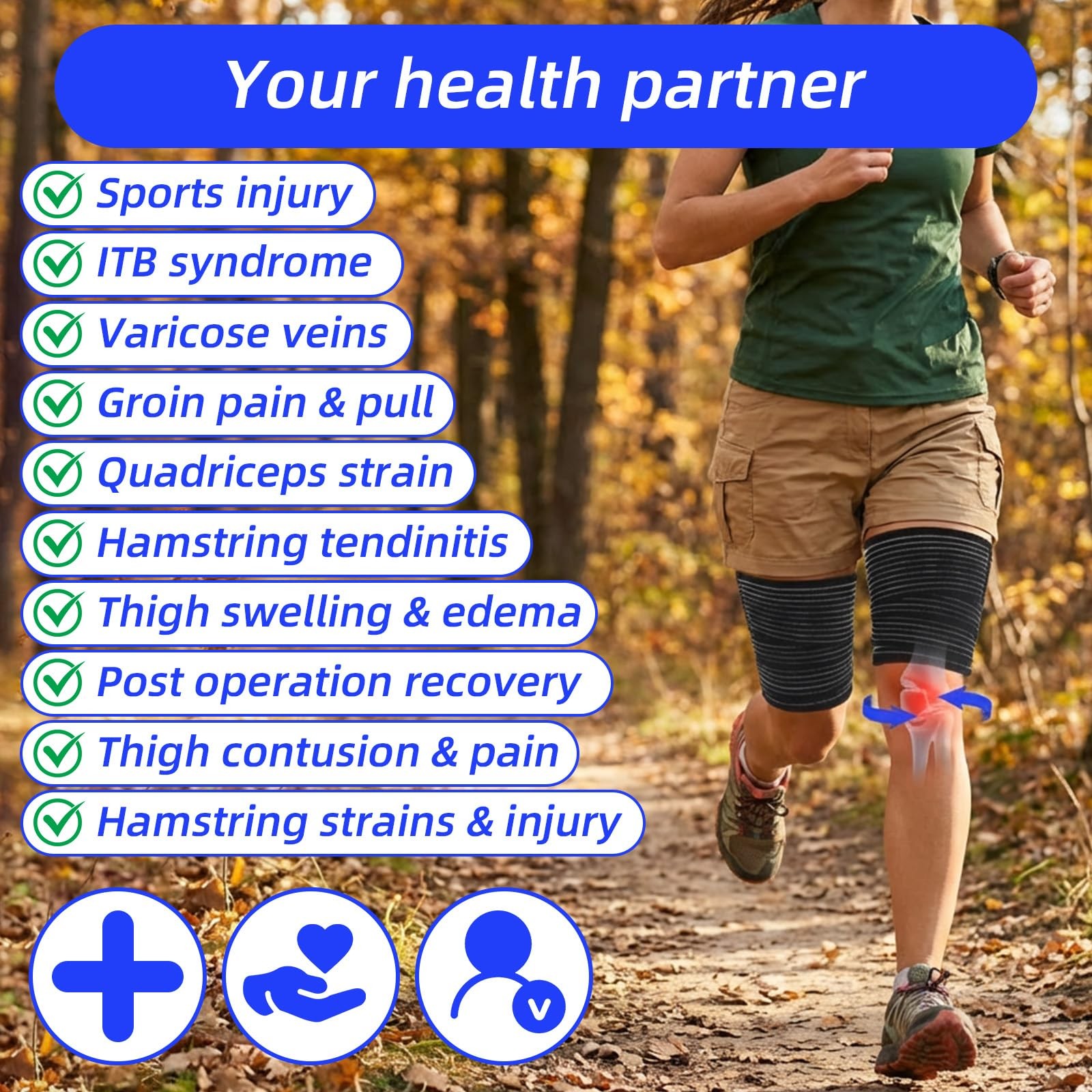 2 PCS Extra Long Elastic Knee Wrap Compression Bandage Brace , Adjustable Com...