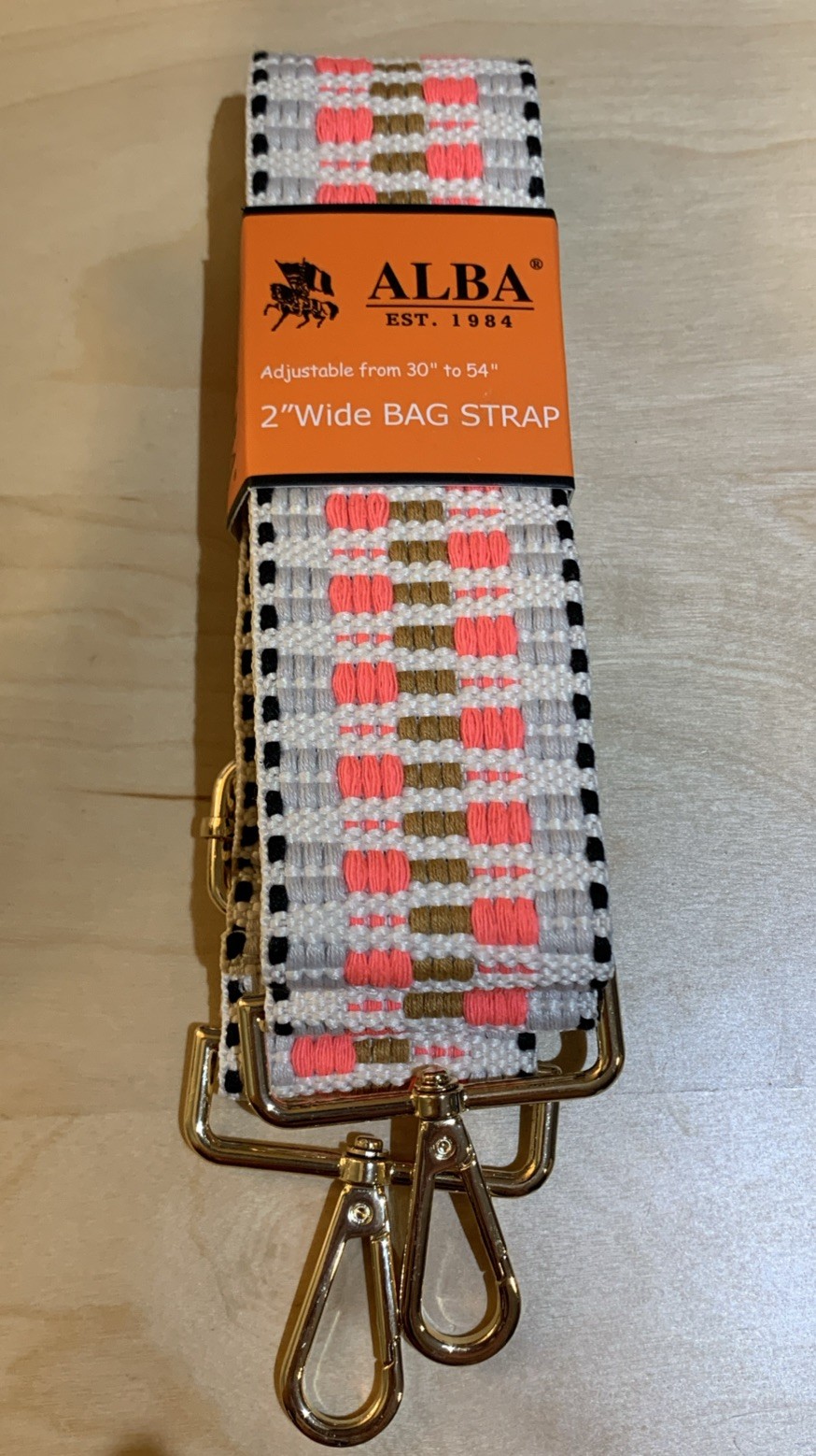 Alba 2” Wide Adjustable Bag Strap Brand New Multicolor Bright 30-54" Gold-tone
