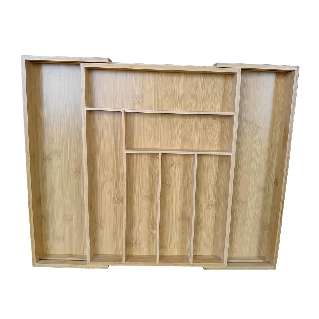Adjustable Bamboo Drawer Organizer, Expandable Silverware Natural