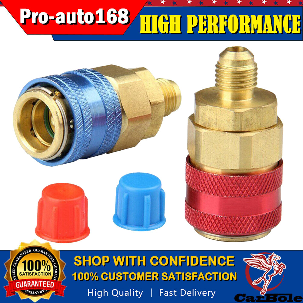 2Pc High Low AC Quick Coupler Connector Adapter Fitting Freon Manifold Gauge Kit