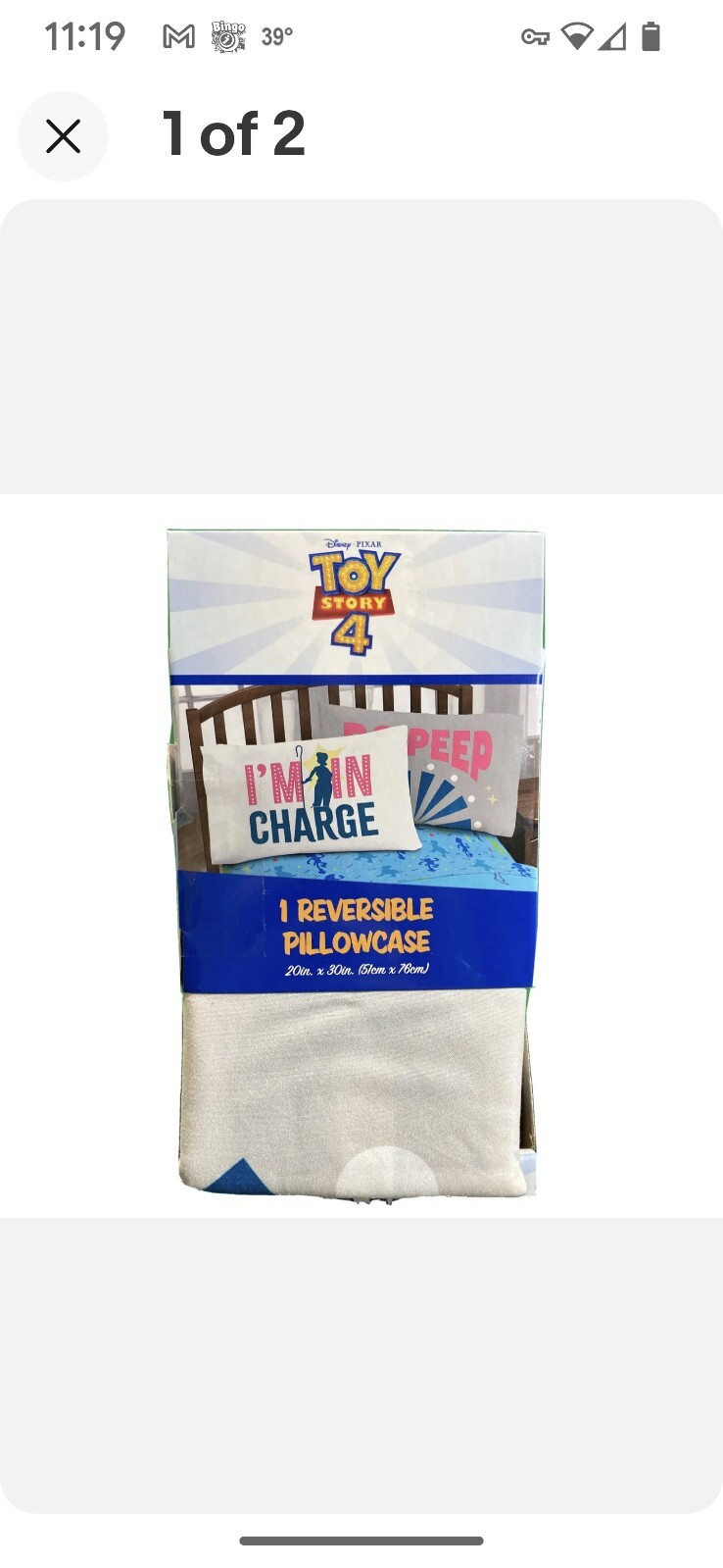 Disney Pixar Toy Story 4 Bo Peep Reversible Standard 20 x 30 Pillowcase New