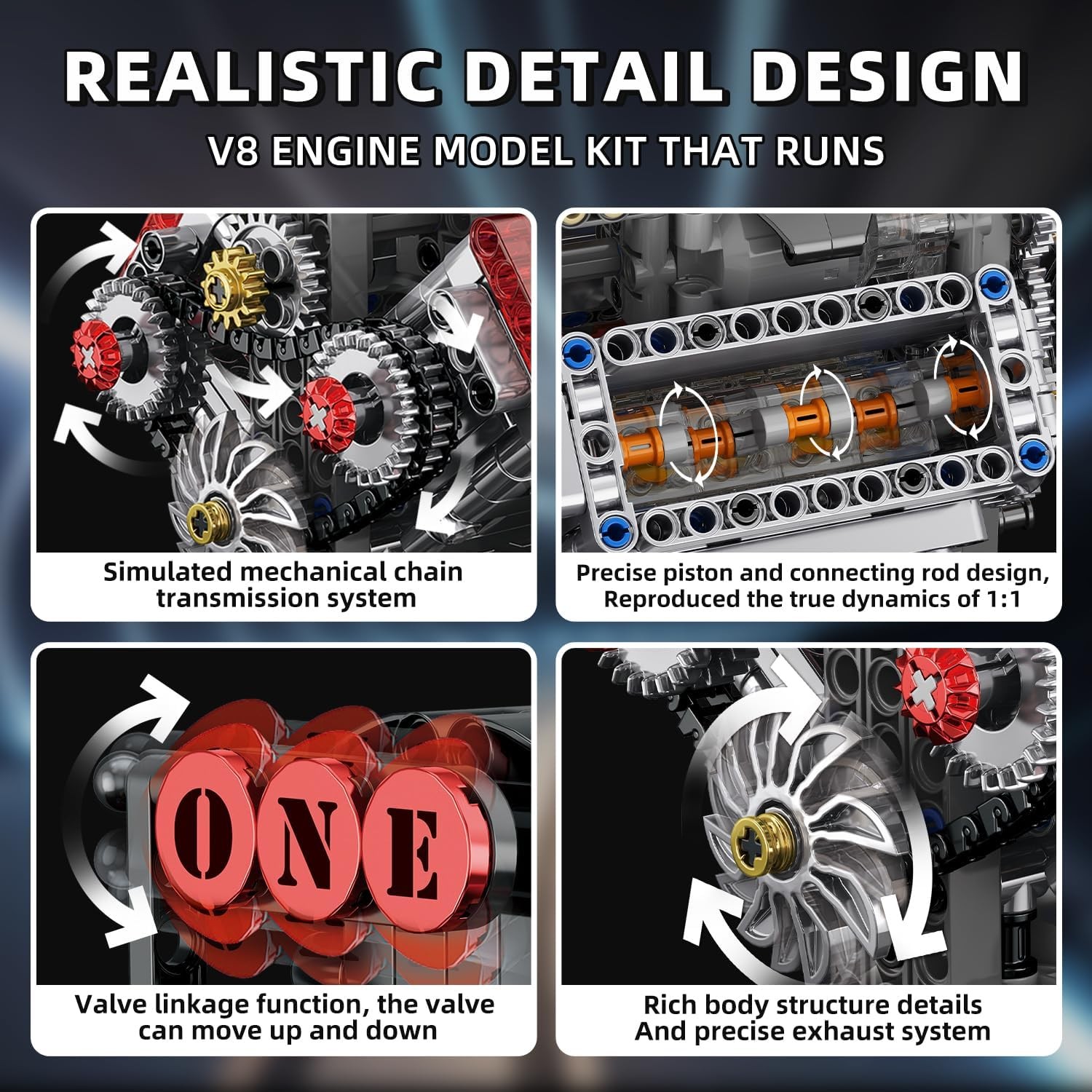V8 Engine Kit Gas Model - OHV V8 Small Engine Model Kit Model Engine Resin Model