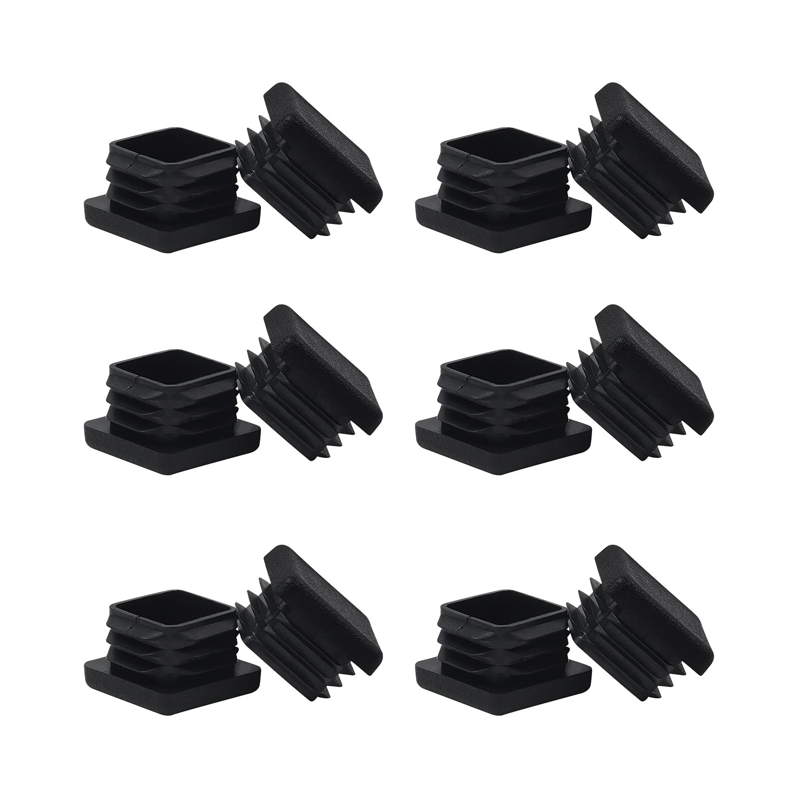 12 Pack 1 Inch Square Tube End Cap for Square Tubing Fences Furniture Chair Legs