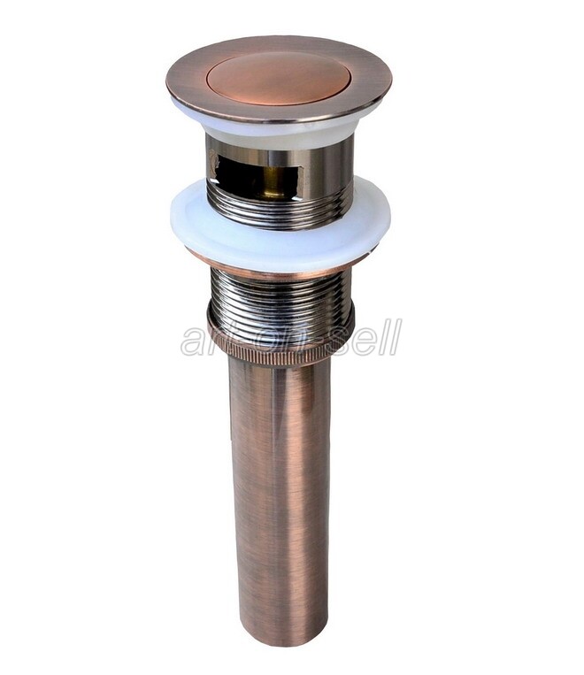 Red Copper Round Pop Up Bathroom Sink Basin Drain With Overflow asd053