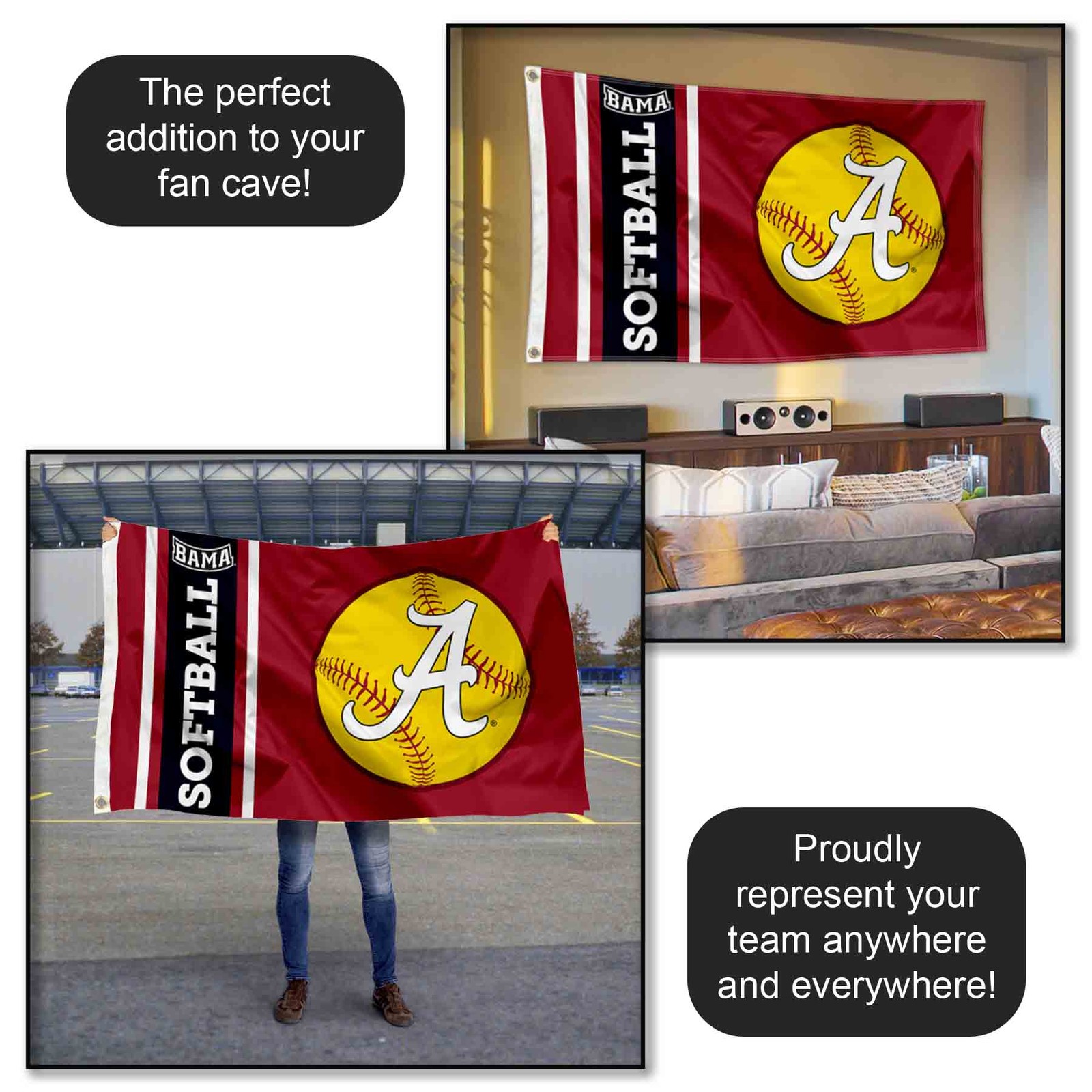 Alabama Crimson Tide Softball 3x5 Flag