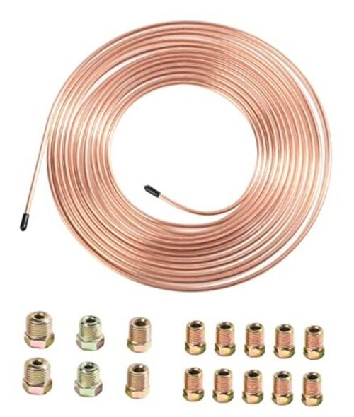 YAKEFLY 25 Ft. 3/16 Copper Nickel Brake Line,Rustproof Brake Line Tubing Gold