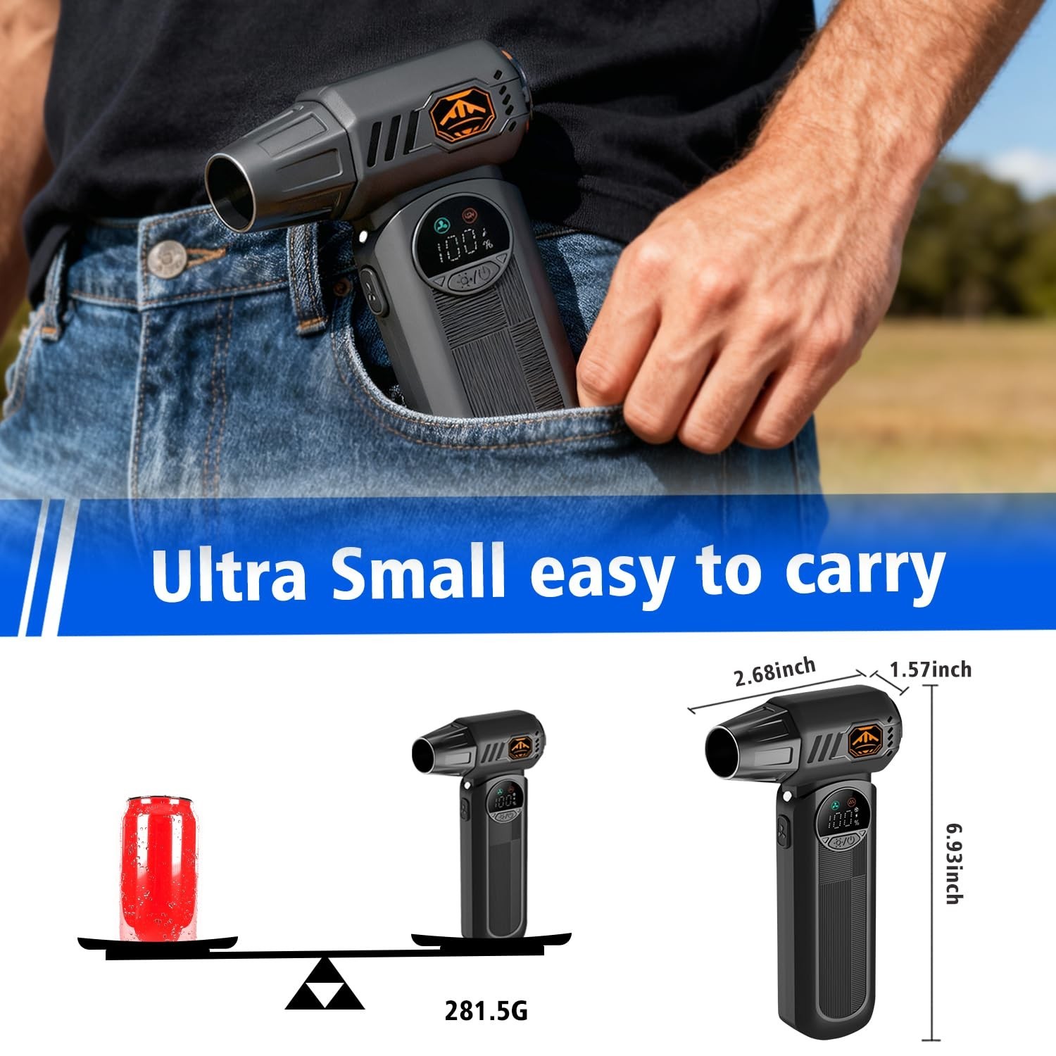 Compressed Air Duster, Cordless High-Power Electric Blower with Adjustable Sp...