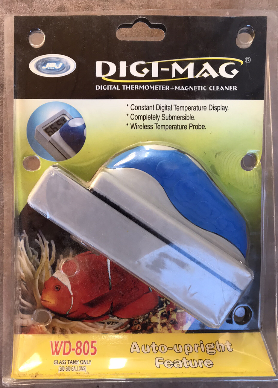 Digi-Mag Magnet Aquarium Glass Cleaner + Digital Thermometer - Up To 300 Gallons
