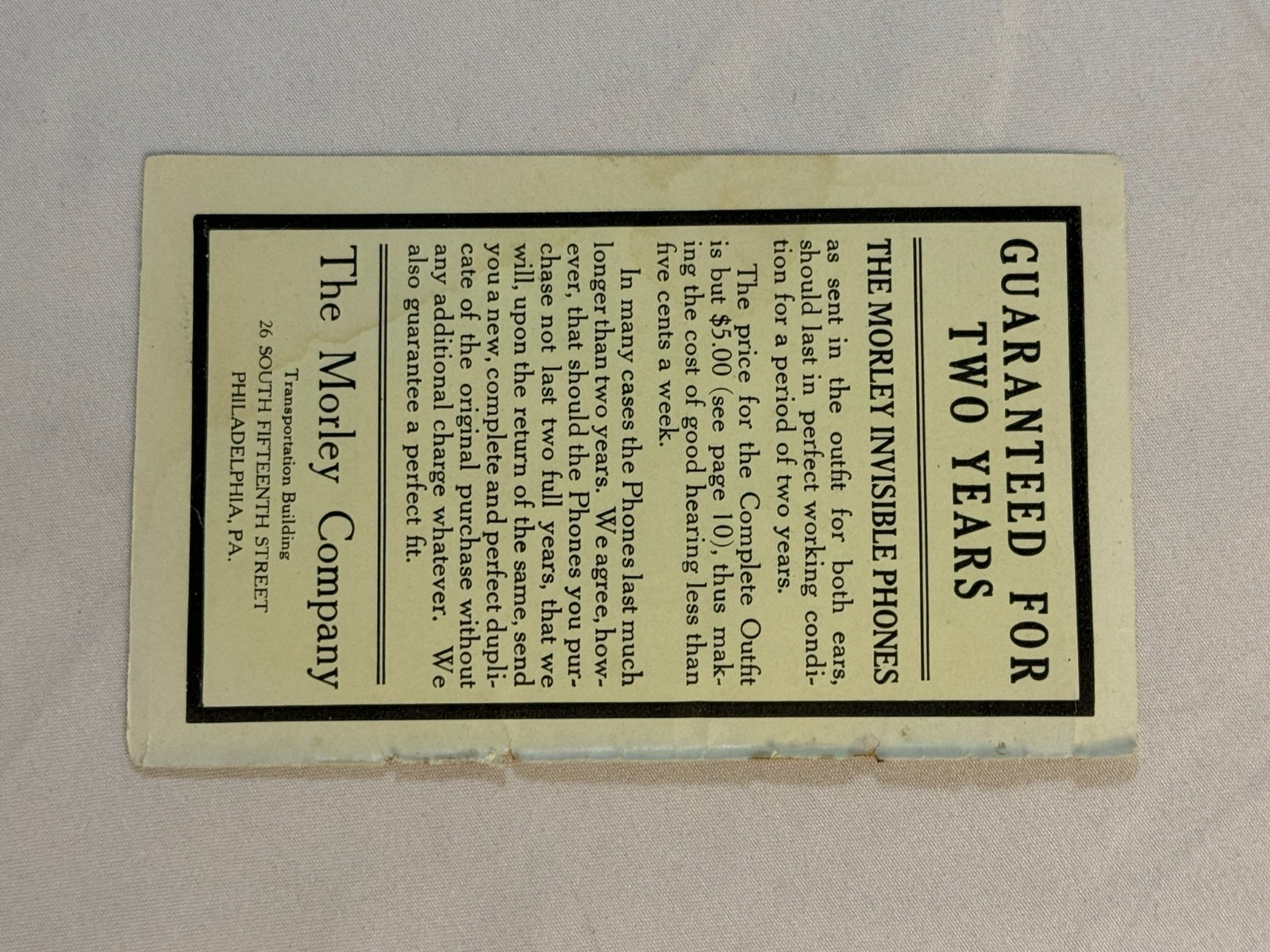 Morley Phone Hearing Aid Way Invisible Ear Drums w Pamphlets Vintage