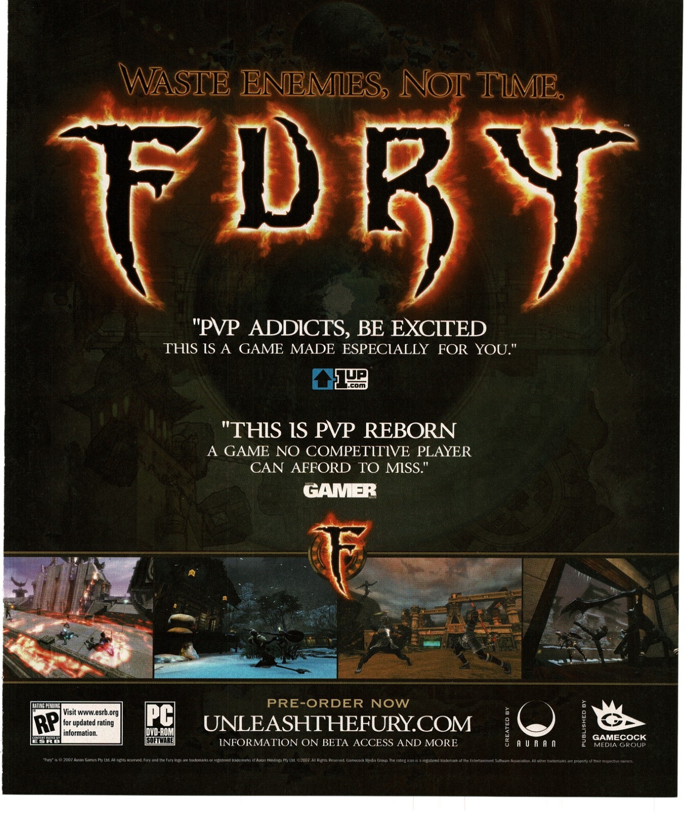 2007 Fury Video Game Vintage Print Ad Gamecock