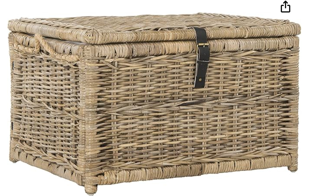 50" Wicker Storage Trunk, Collapsible for Flat Storage, Rattan.