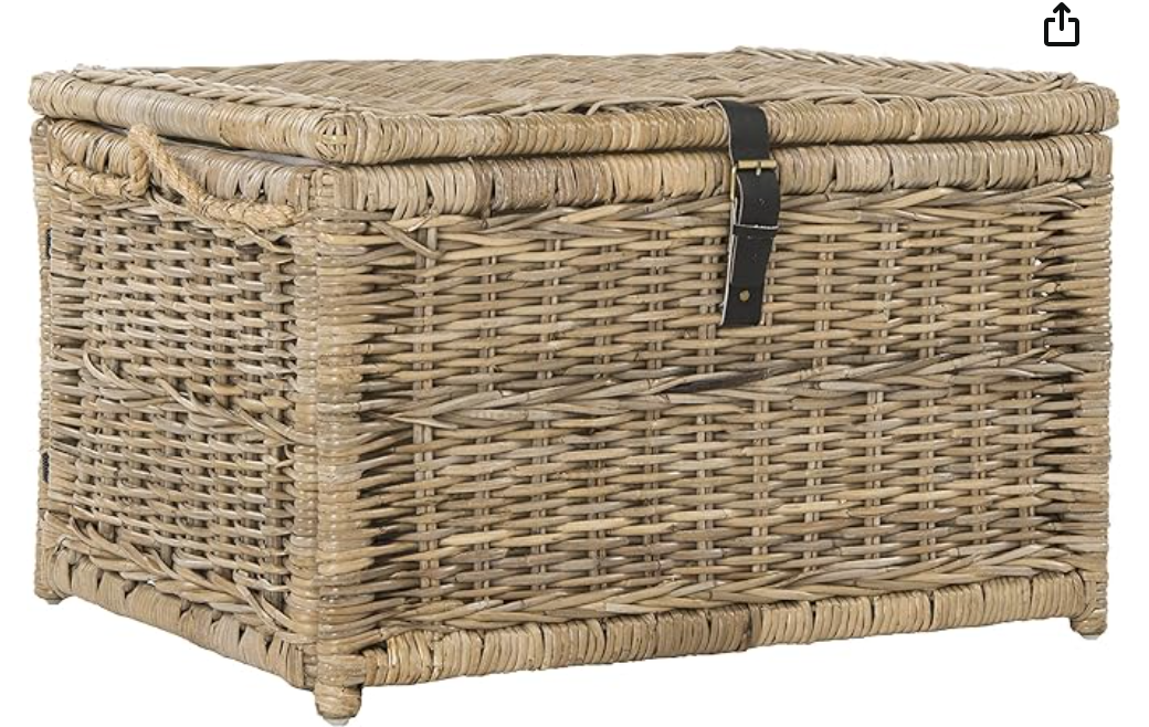 50" Wicker Storage Trunk, Collapsible for Flat Storage, Rattan.