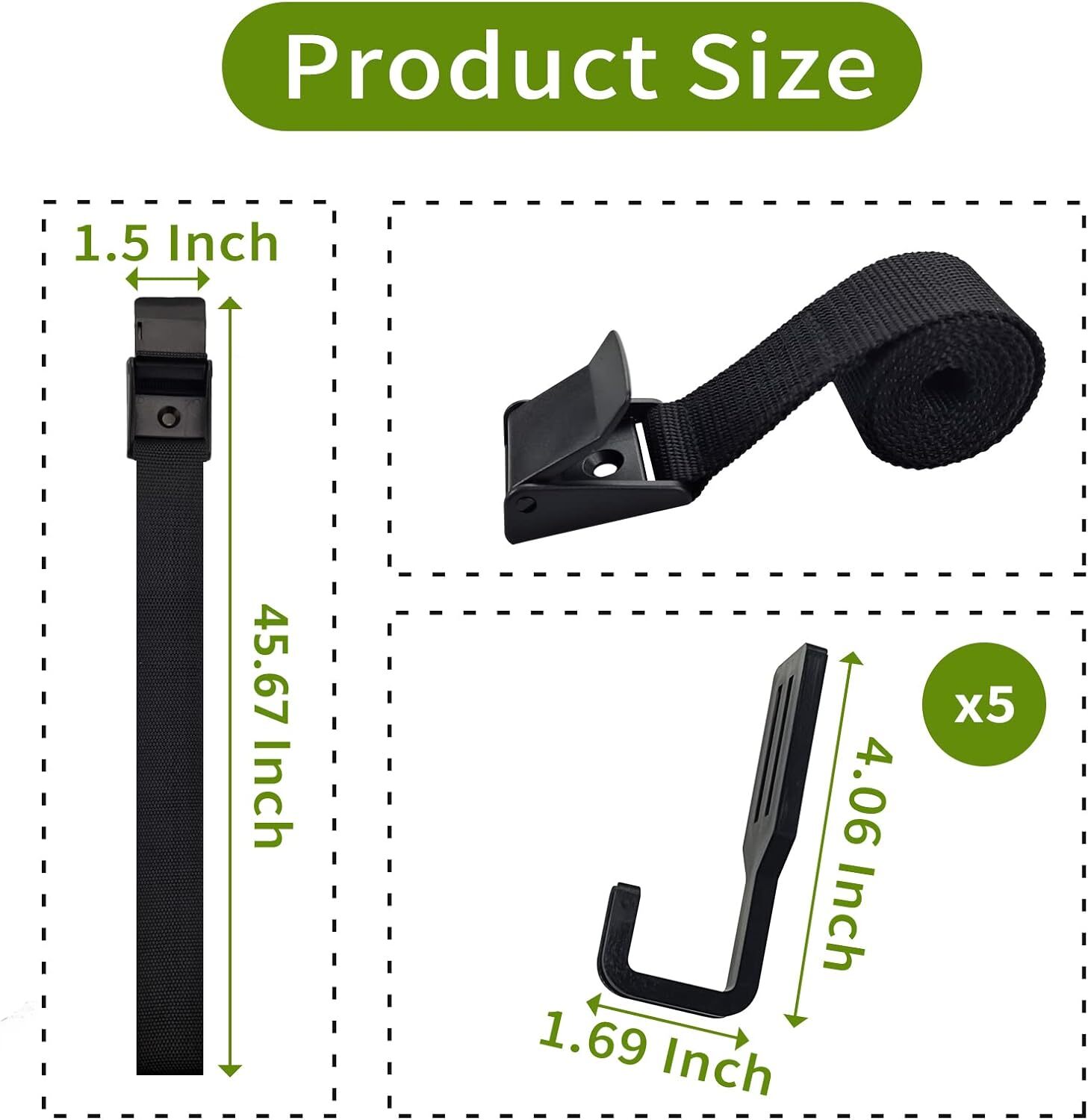 Treestand Strap Gear Hangers with Large Hooks, Lightweight Multi-hook Accessory