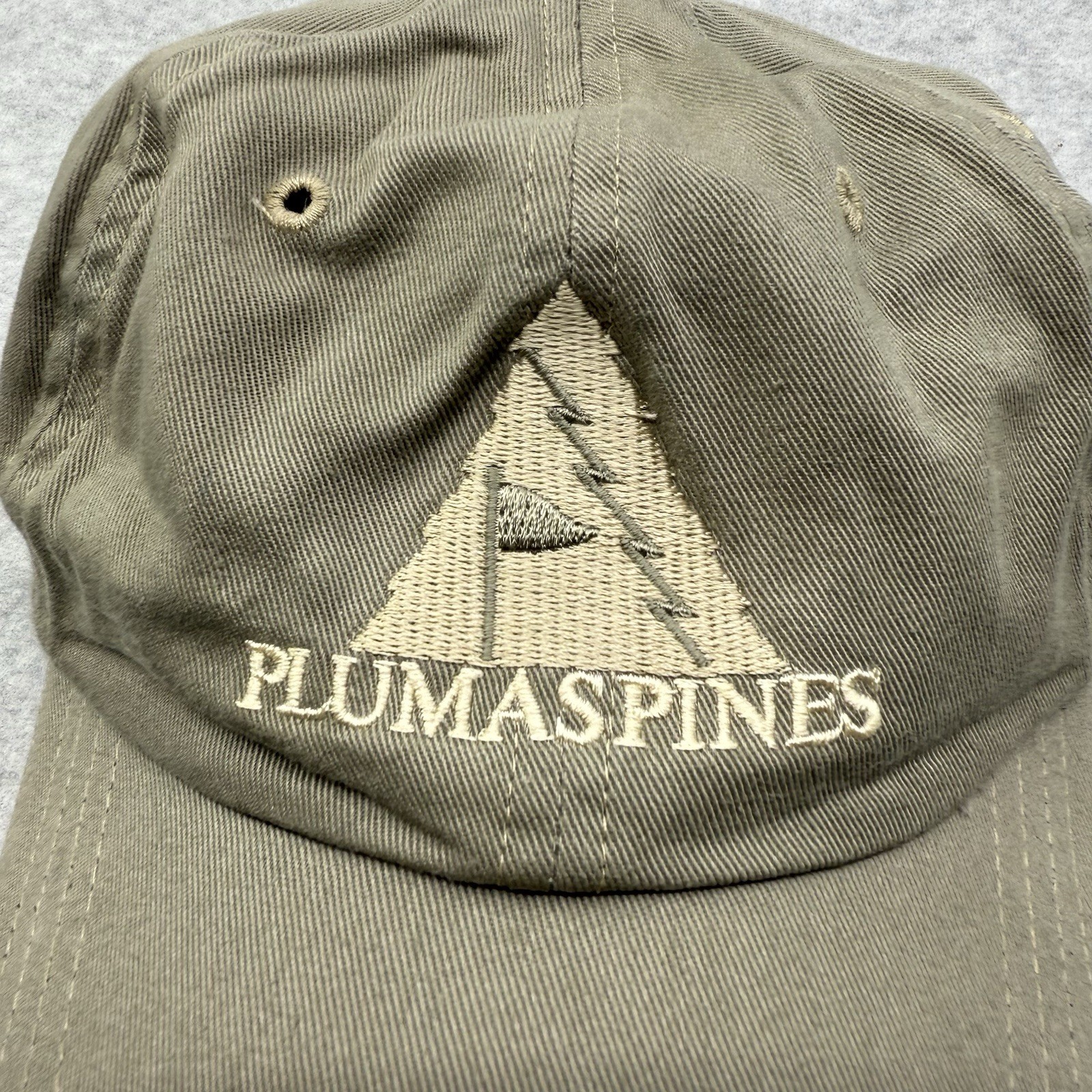 Plumas Pines Golf Hat By TEXACE Beige Dad Style Embroidered Strap Back OSFM USA