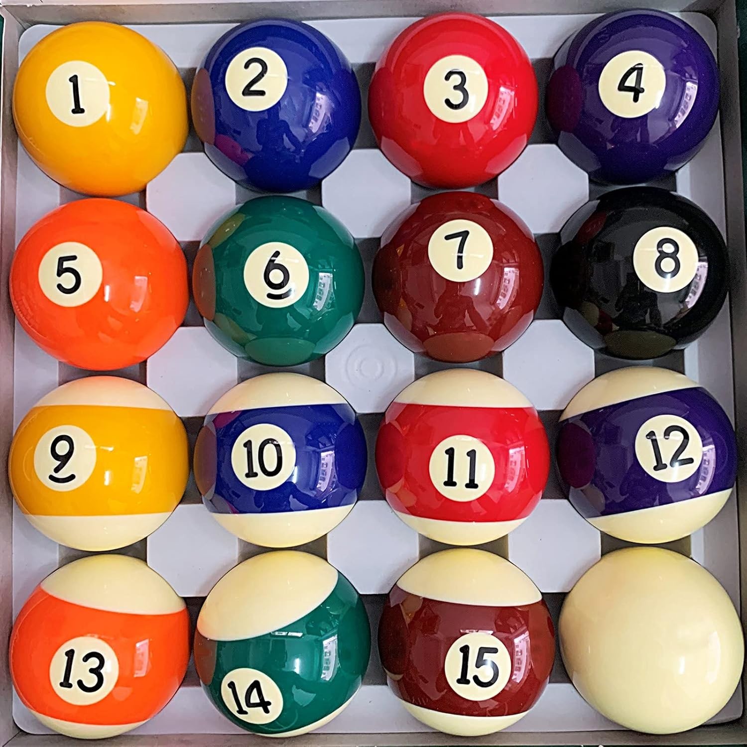 16-Count Pool Balls Set - Durable 2-1/4” Resin for Maximum Play Consistency