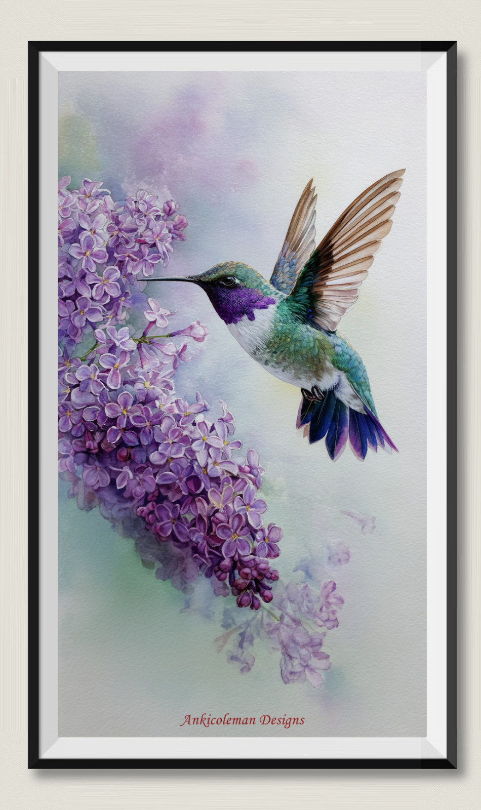 Hummingbird and Lilac - Chart Counted Cross Stitch Patterns Needlework DMC Color