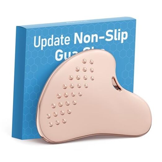 Non-Slip Grip Stainless Steel Gua Sha Tool for Face, 2026 Updated Rose Gold