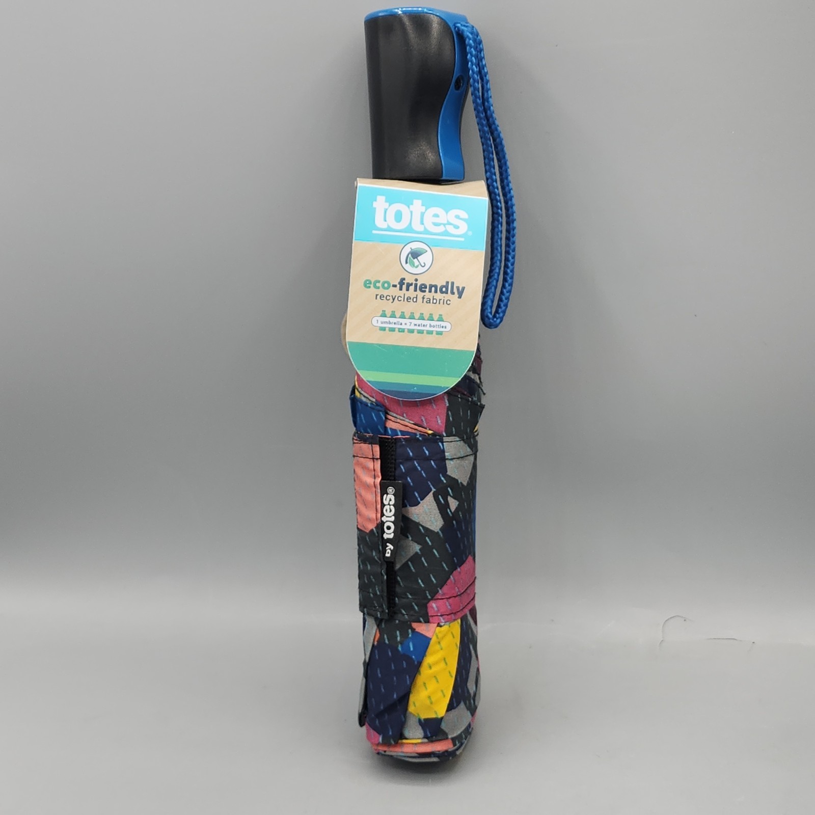 Totes Eco-friendly Umbrella 42 inch  Auto Open Geometric Colorful