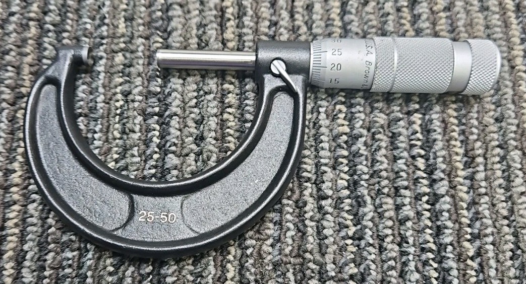 Brown & Sharpe No. 0-45 No. Kingstown RI, USA Micrometer - 25-50 with Hard Case