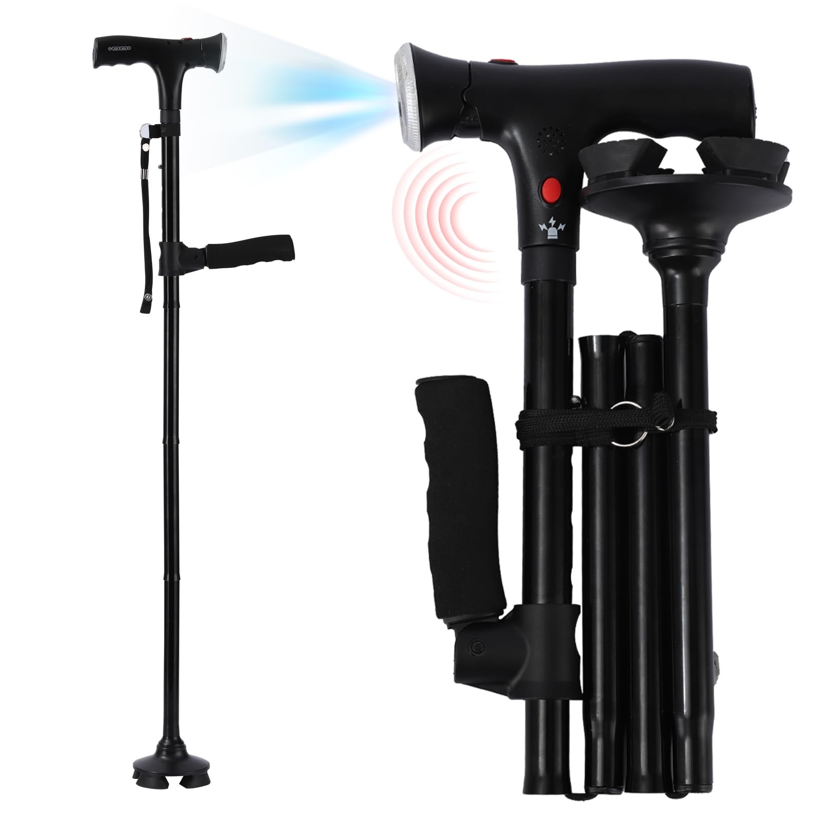 Ready Walker Cane, Cane for Men & Women, 3-in-1 Folding 38.5", black