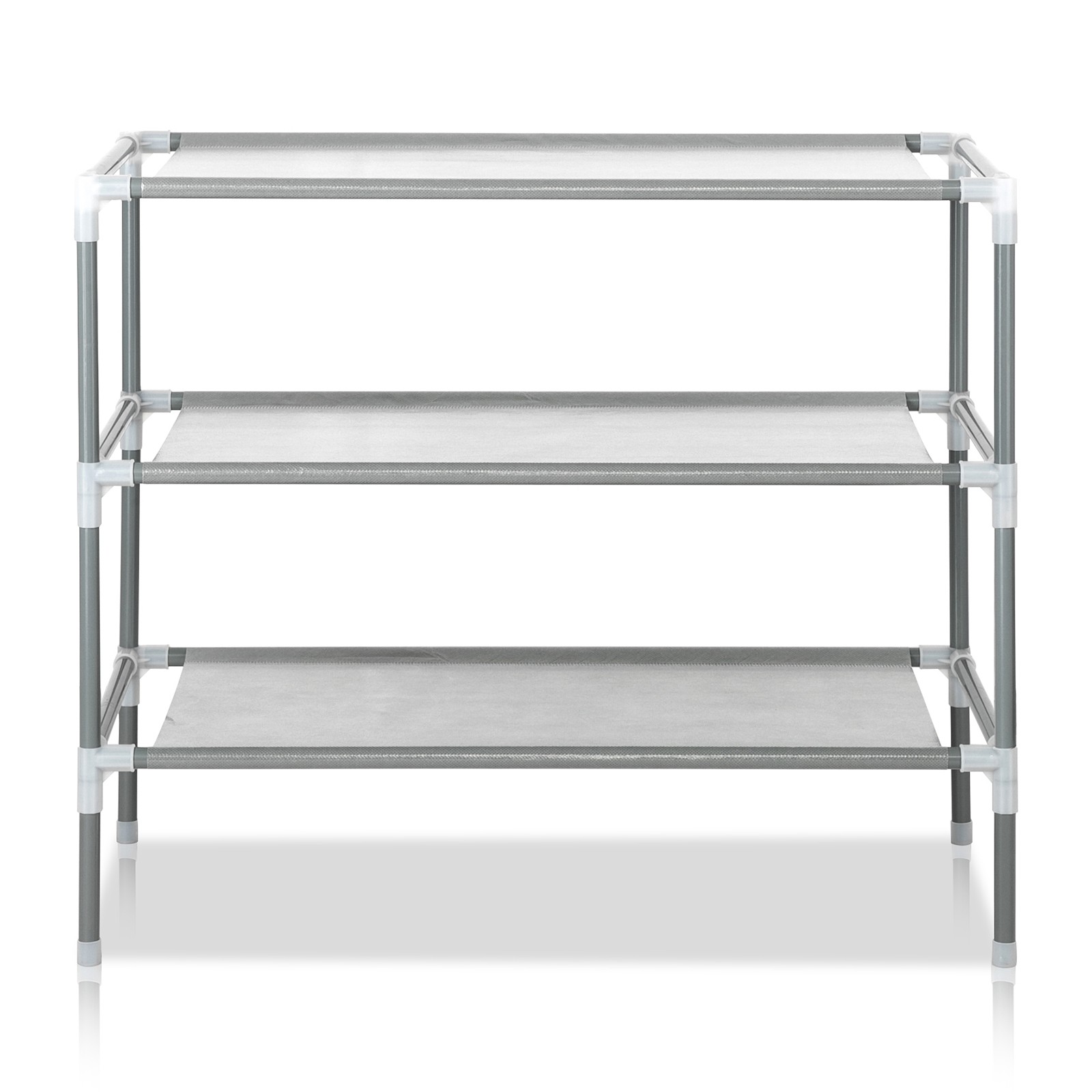 Simple Assembly 3 Tiers Non-woven Fabric Shoe Rack Gray