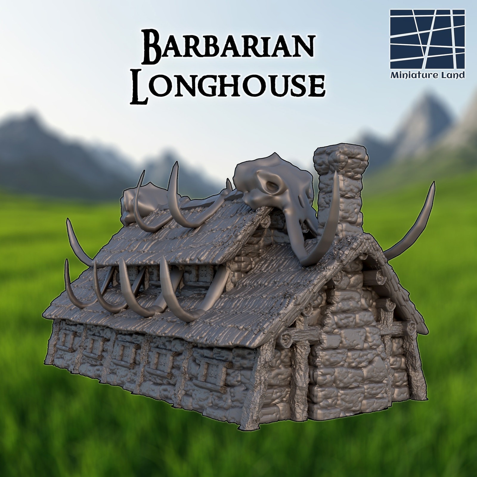 Barbarian Longhouse DND, Wargames Tabletop Terrain 28mm