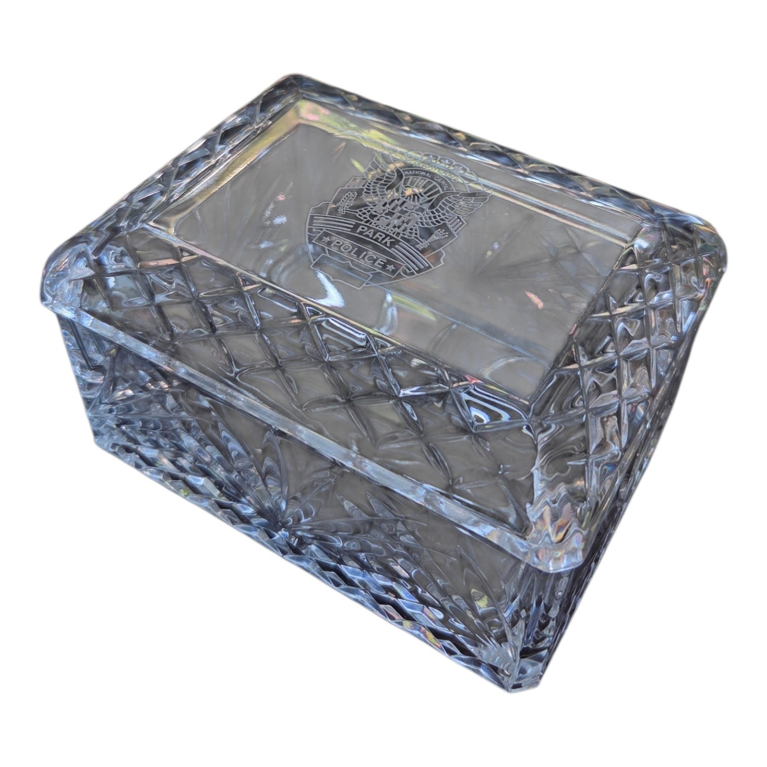 Vintage Maryland Park Police Glass Trinket Box National Capital