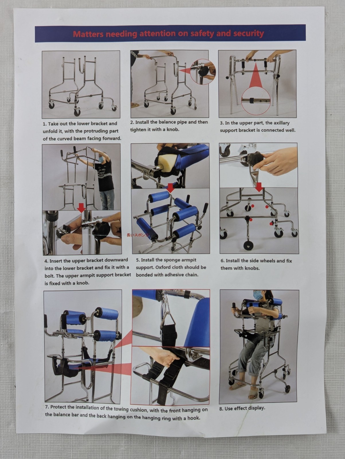 Lightweight Case Walking Frame Aids for Disabled Adults with Adjustable Height