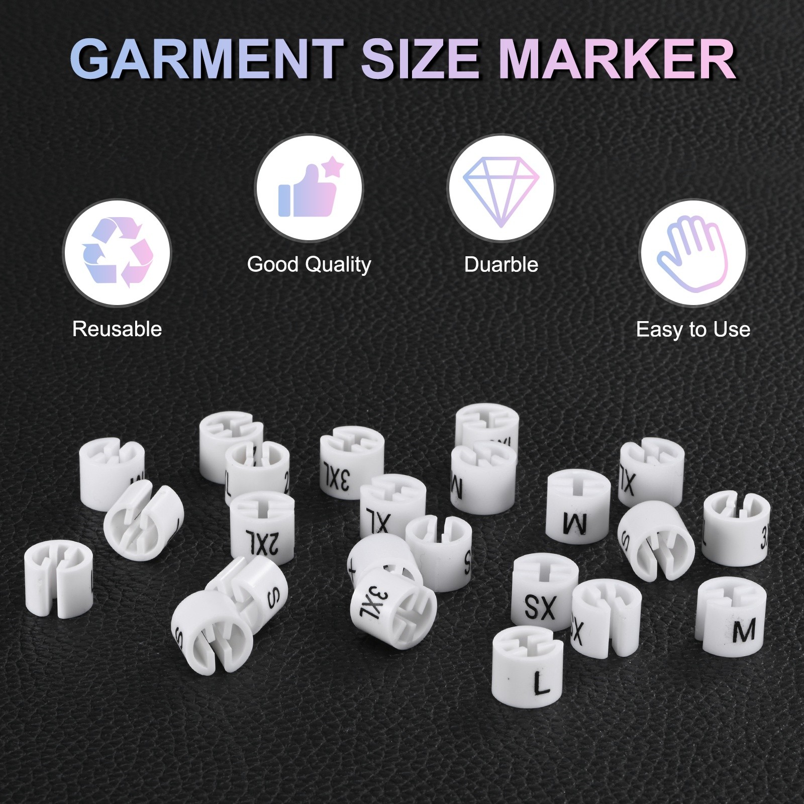 300-Pack Plastic Clothes Hanger Markers S Size for 3mm Rod[White]