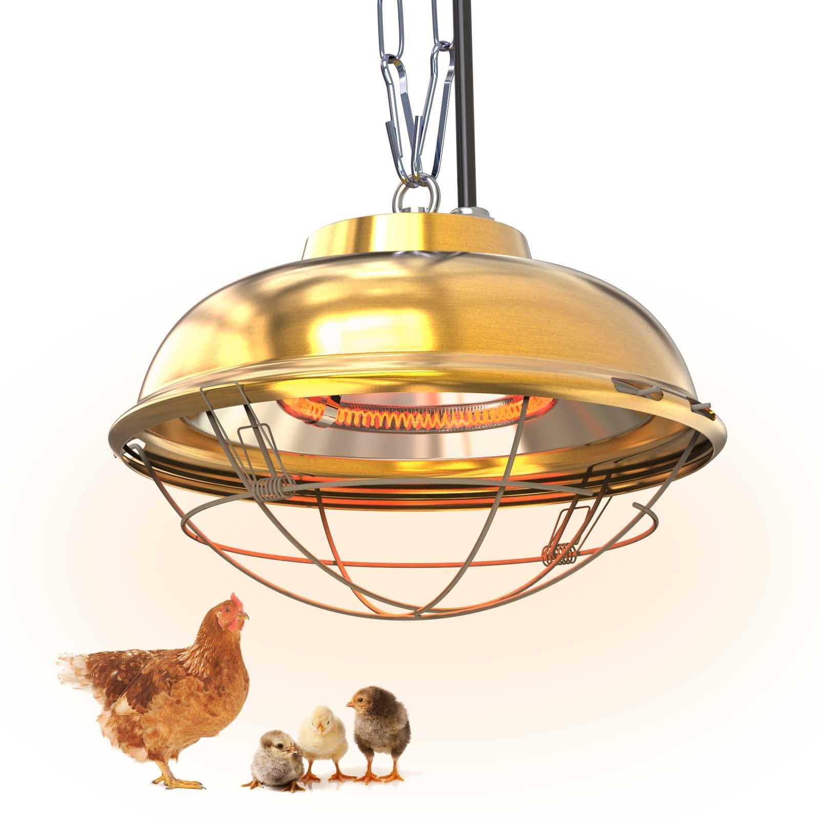 Chicken Coop Heater Inside Coop heat lamp，300 Watt Two-Stage Temperature Broo...