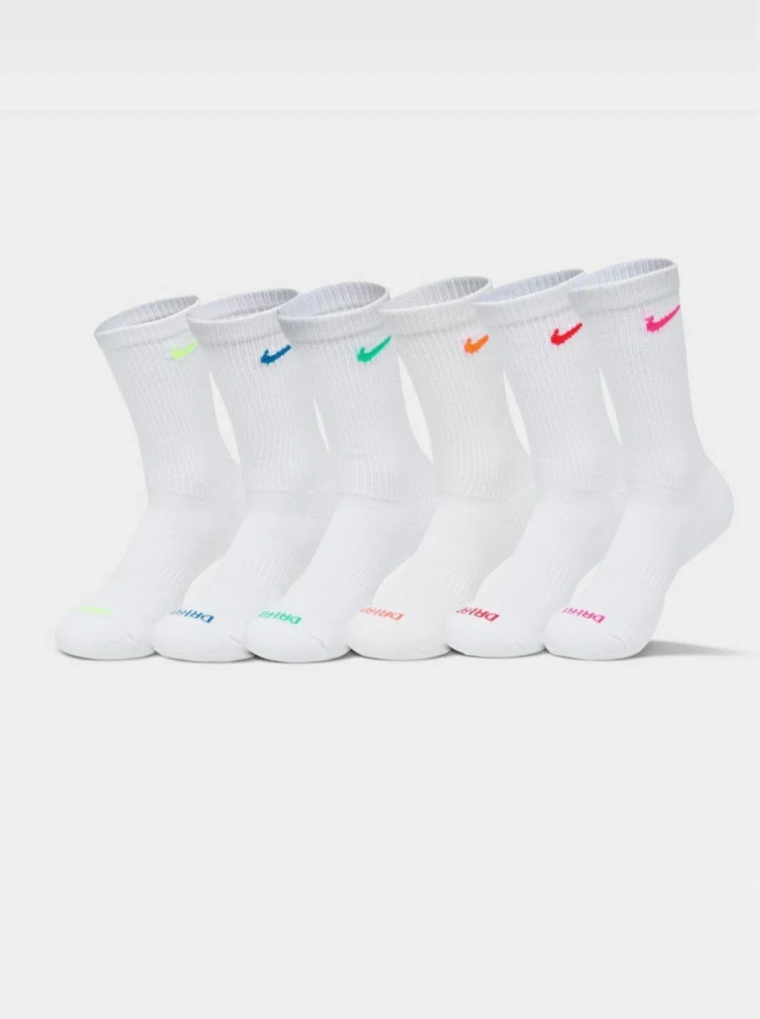 (SX6897 968) Nike Everyday Plus 6 Pack Cushioned Crew Socks sz M 6-8 A19
