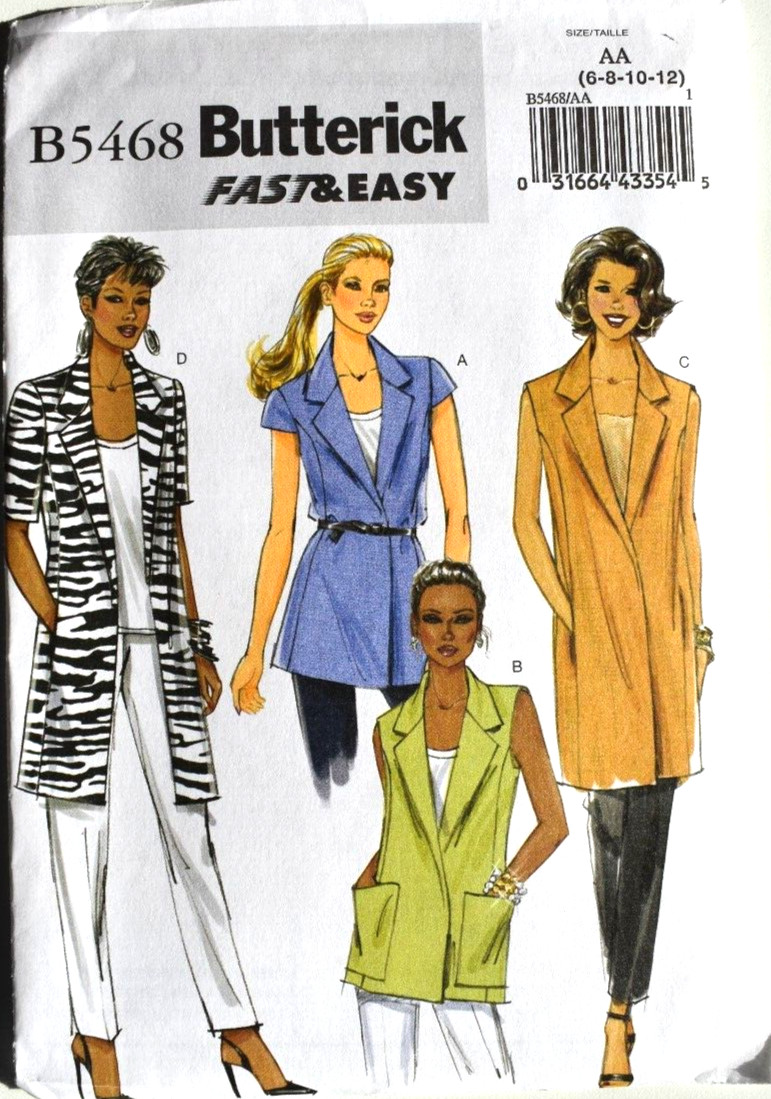 BUTTERICK PATTERN 5468   JACKETS  MISSES SIZES  6 8 10 12   UNCUT FF