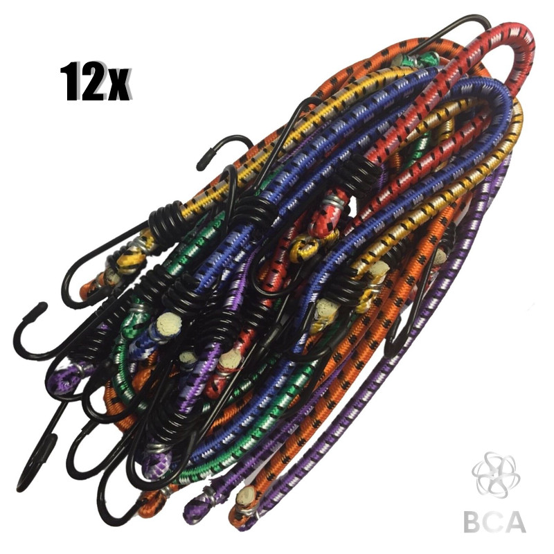 12 x Heavy Duty Bungee Cord Set Hook Straps Luggage Car Camping Suitcase Caravan