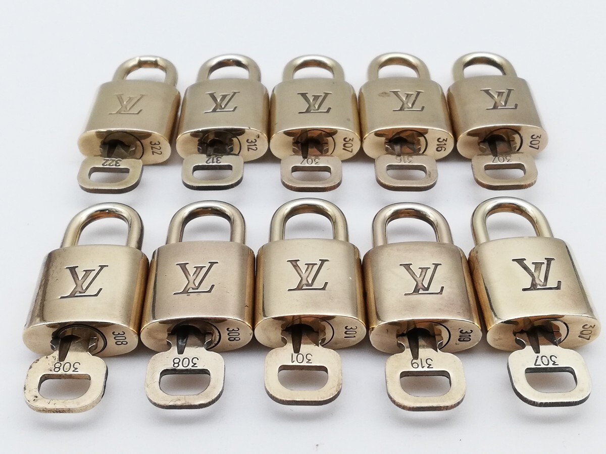 Louis Vuitton Lock & Key PadLock Lot set of 10 Gold Number Random From Japan Use