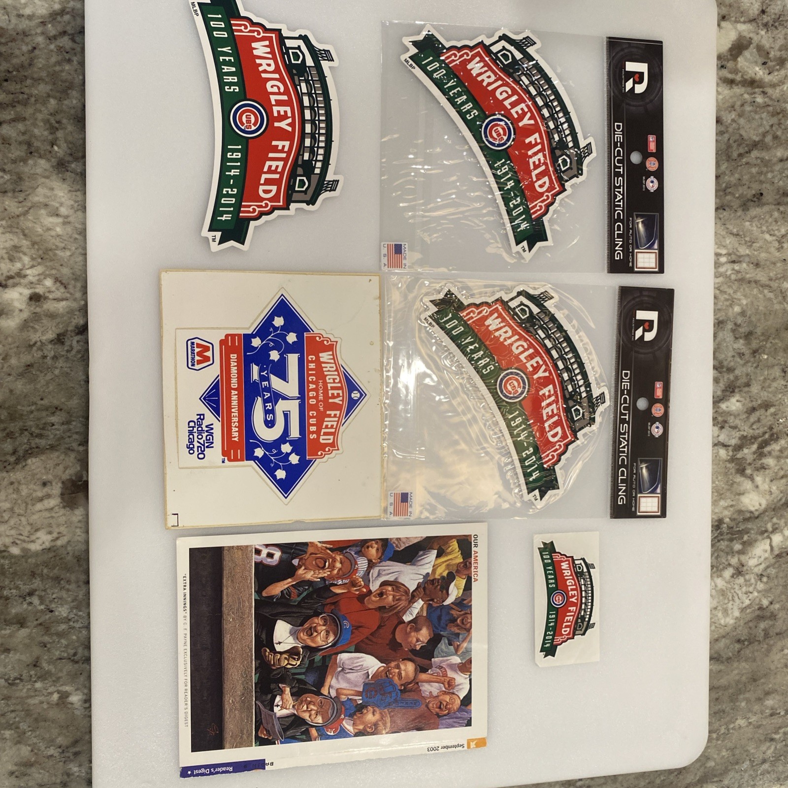 4 RARE WRIGLEY FIELD CHICAGO CUBS 100TH DECAL 1 75th anniversary 1 reader digest