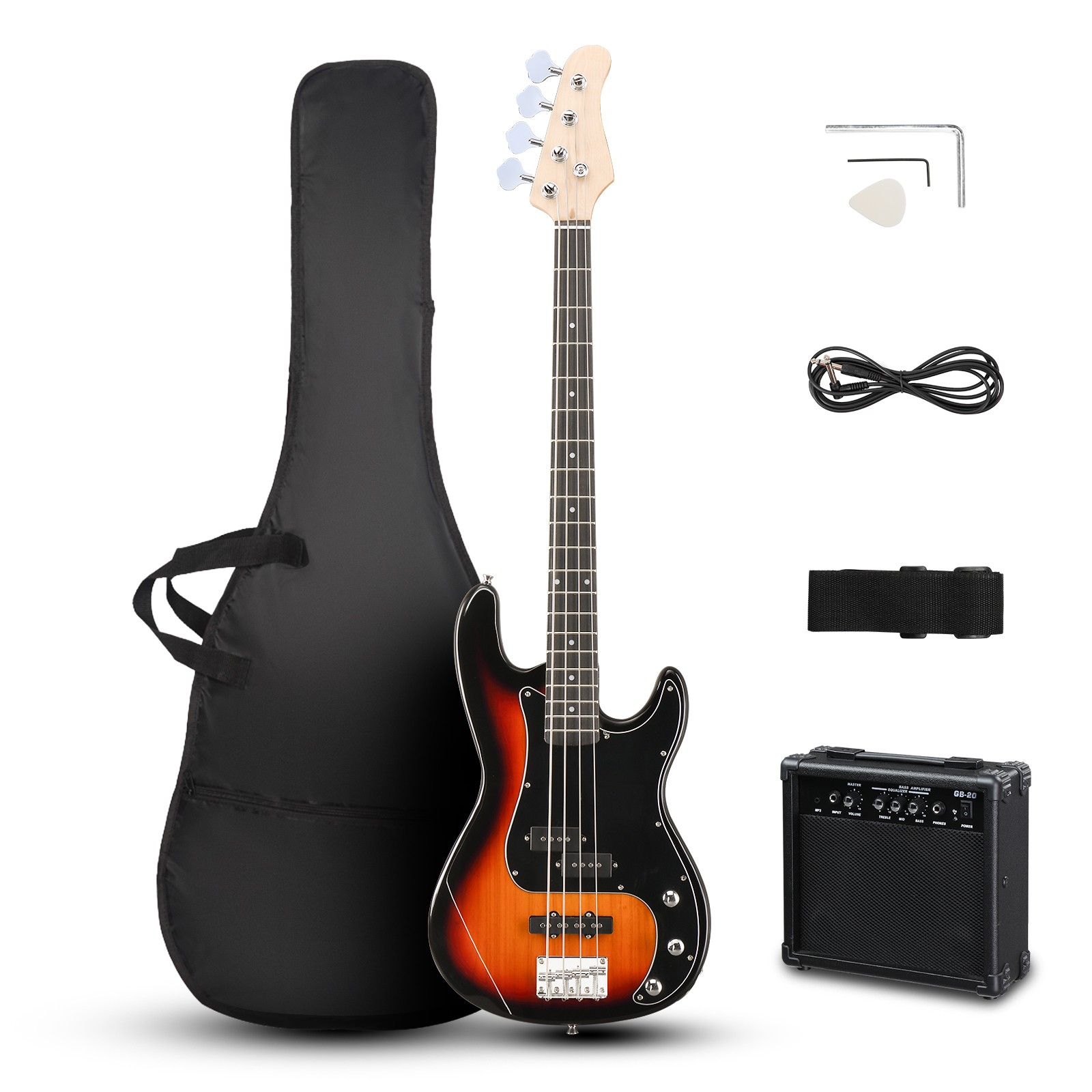 Ktaxon 46in Electric KP Bass Guitar Basswood School Band With Bag,20W AMP