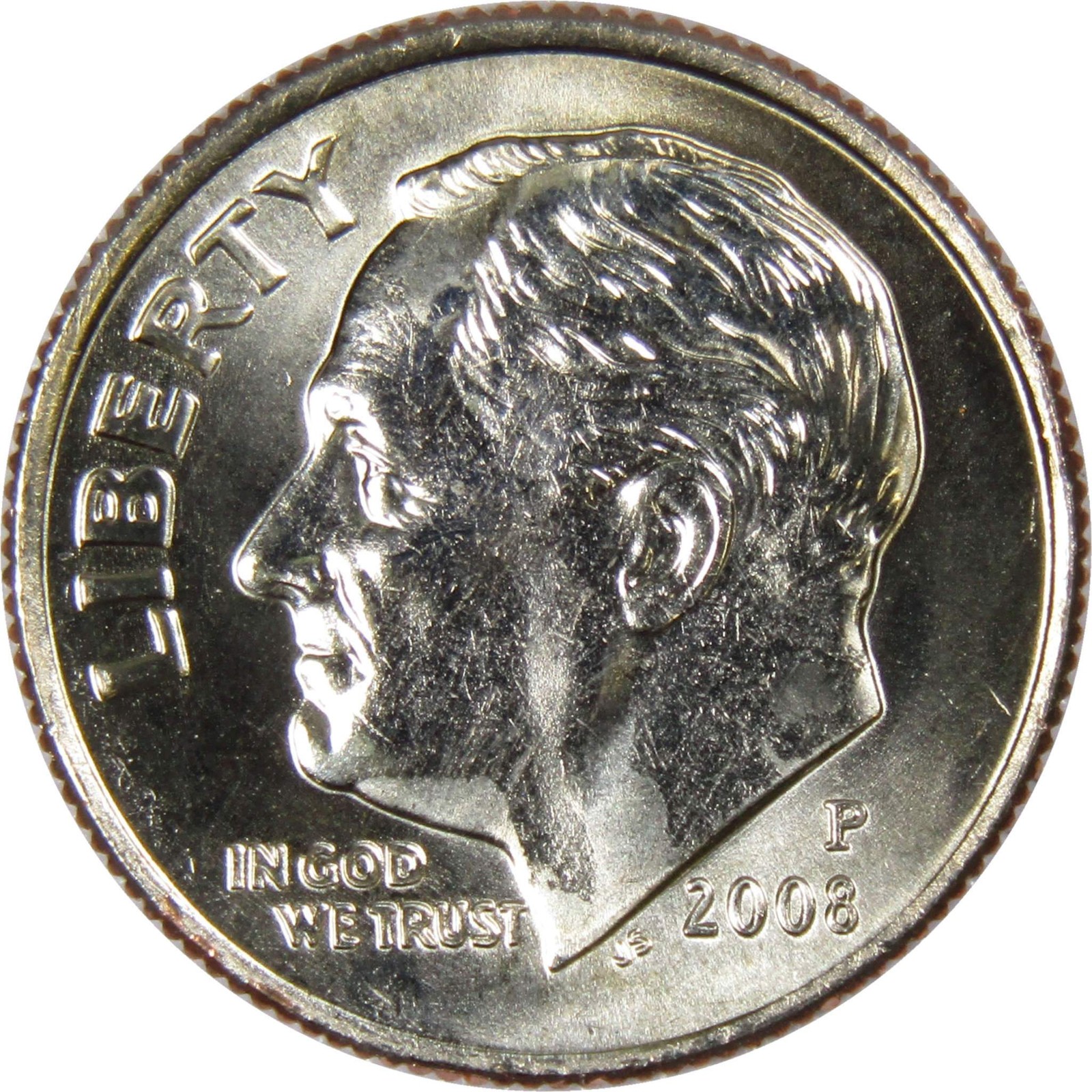 2008 P Roosevelt Dime Clad Uncirculated Mint State 10c Coin