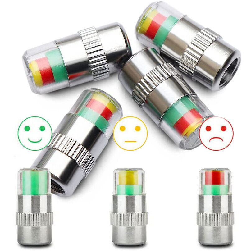 4Pcs Auto Tire Monitor Valve Stems Dust Cap Pressure Indicator Sensor Eye Alert