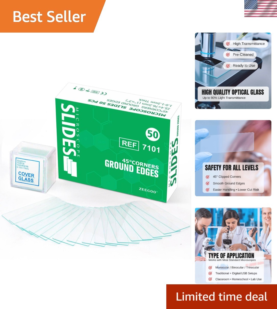 Safe Edge Microscope Slides & Covers: 150 Pack for Classroom & Homeschool Use