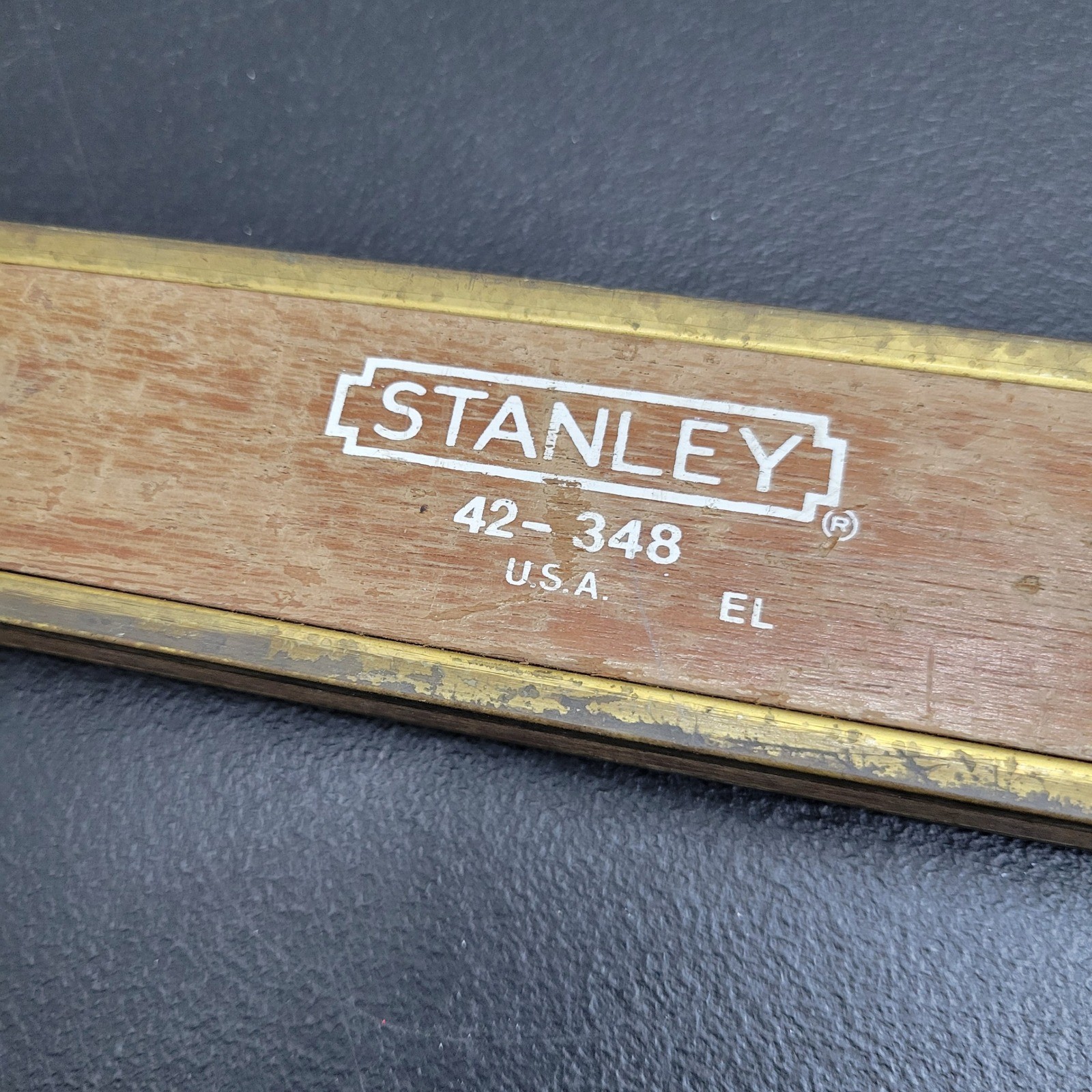 Vintage Stanley 42-348 Wood and Brass 48" Level USA Made Tool
