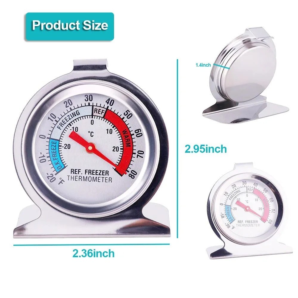2 Pack Refrigerator Freezer Thermometer Large Dial Analog Thermometer