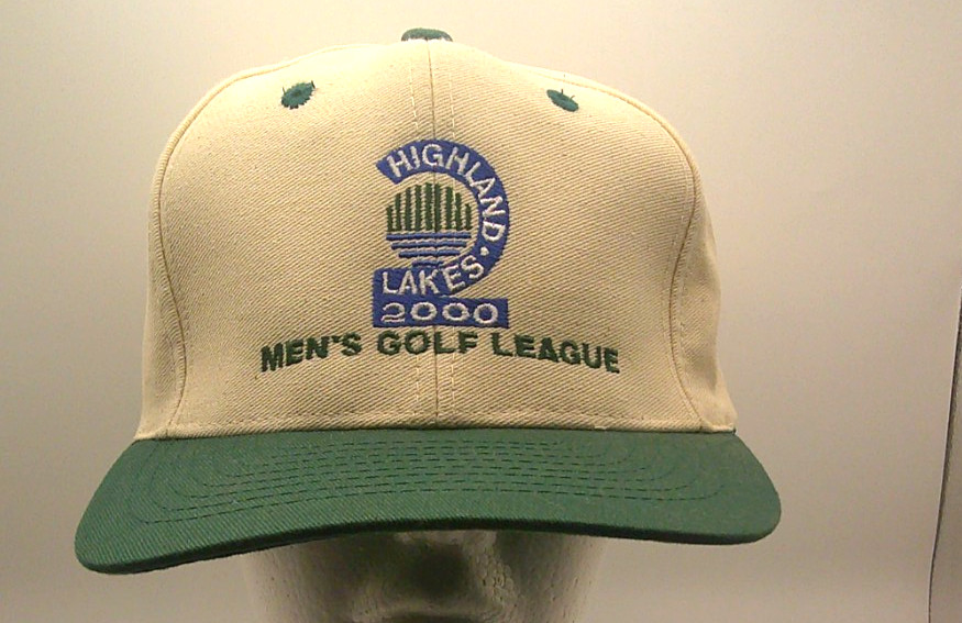 Mohr's Highland Lakes 2000 Men's Golf League White/Green Adj. Snap Baseball Hat