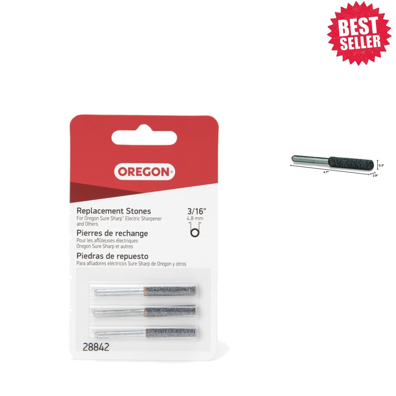 3/16-Inch Electric Sure Sharp Replacement Stones – Easy Install, 3-Pack
