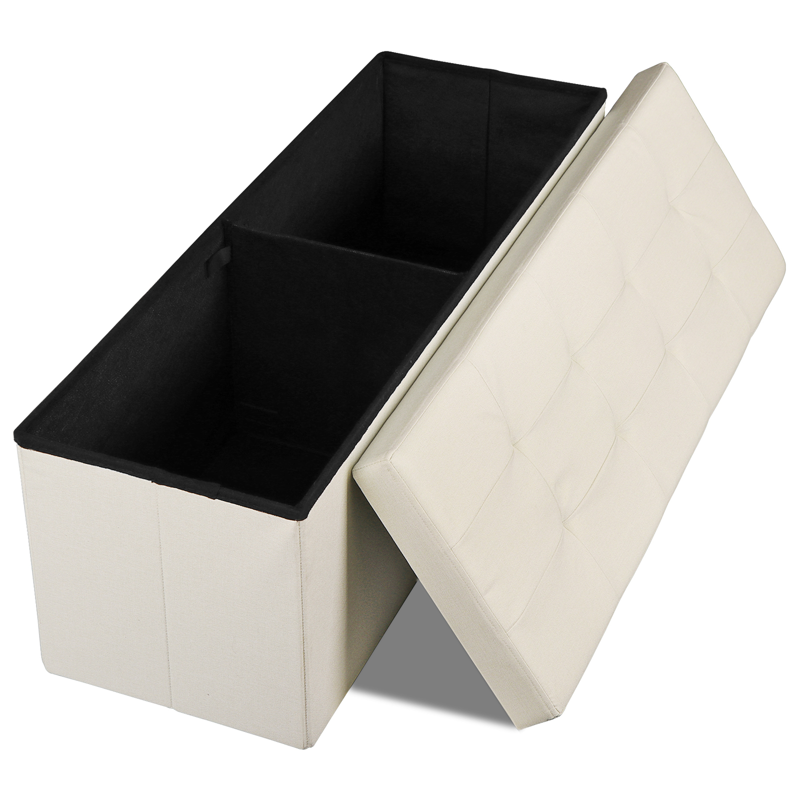 43" High Folable Storage Ottoman Bench Storage Stools Footrest Home Decor Beige