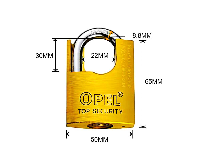 PADLOCK, DIMPLE KEY, HIGH-SECURITY, LARGE 50MM, 5 DIFFICULT TO DUPLICATE KEYS