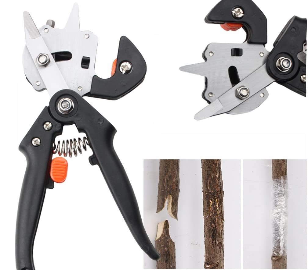 2 in 1 Grafting Tool Pruner Kit Gardening Pruning for Fruit Tree Black