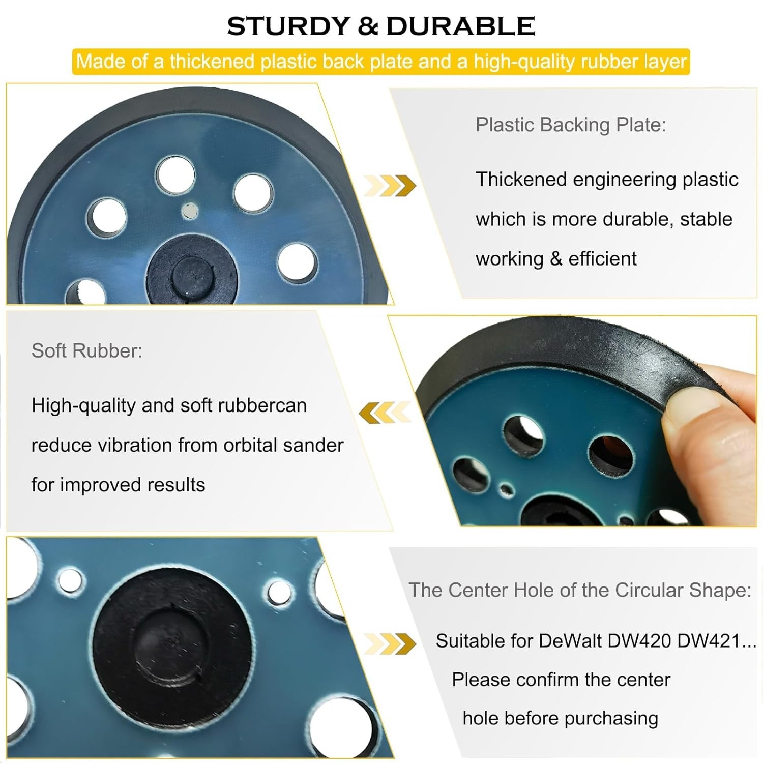 5 Inch Round Sander Pad with Hook and Loop Attachment for Easy Installation